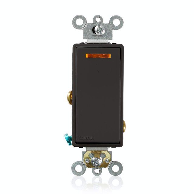Leviton 5631-2E Decora Plus - Manija Basculante Iluminada De 20 Amperios Y 120 Voltios, Interruptor Silencioso De Ca Unipolar, Imagen Negra