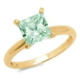 thumbnail image 3 of 1.5 ct Princess Cut Simulated Green Diamond Solitaire 18K Yellow Gold Womens Engagement Ring, 3 of 4