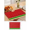 thumbnail image 6 of Watermelon Placemats Set of 4,Washable Woven Burlap Cloth Fabric Placemat for Square/Rectangle/Round/Oval Dining Table,Easy Clean Place Mats for Toddlers,Kids Red Green Summer Fruit Black Polka Dots, 6 of 6