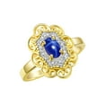 thumbnail image 4 of Rylos Yellow Gold Plated Silver Floral Designer Ring with 6x4 MM Oval Blue Star Sapphire & Sparkling Diamonds - Birthstone Jewelry for Women -Size 9, 4 of 7