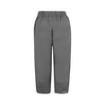 thumbnail image 5 of fartey 2025 Capri Pants for Women Cotton Linen Elastic Waist Tulip Hem Pockets Baggy Trousers Solid Color Breathable Casual Beach Trousers, 5 of 5