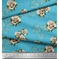 thumbnail image 2 of Soimoi Tissu Poly Georgette Feuilles & Alba Rose Floral Imprimé 1 Yard 42 Pouces de Large, 2 of 3
