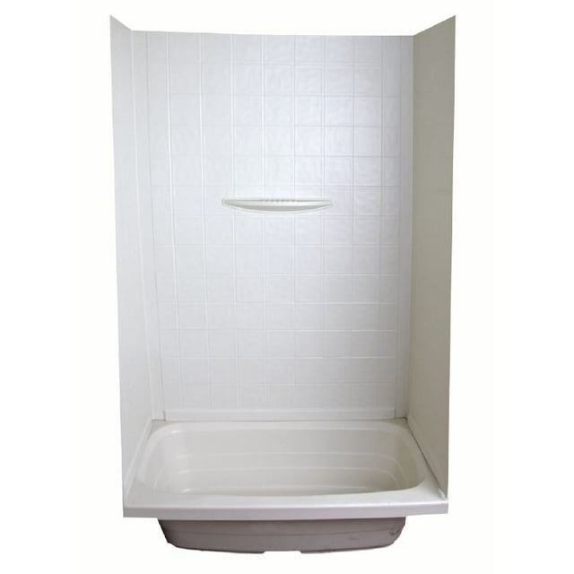 Lippert Components Shower Surround 210307 Better Bath; 1 Piece Design; White; Smooth Surface With Picture Frame Detail; ABS Plastic; For Use With 36 Inch Bathtub; With Single Wall Shelf