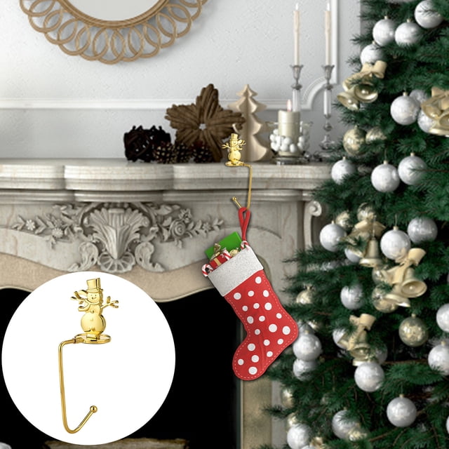 Meitianfacai Metal Christmas Stocking Hooks Fireplace Hanger With Non-Skid Design