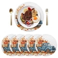 thumbnail image 5 of Ryvnso Autumn Truck with Pumpkins Round Plate Mats Dining Table Placemat Set of 4 for Holiday Decoration, 5 of 7