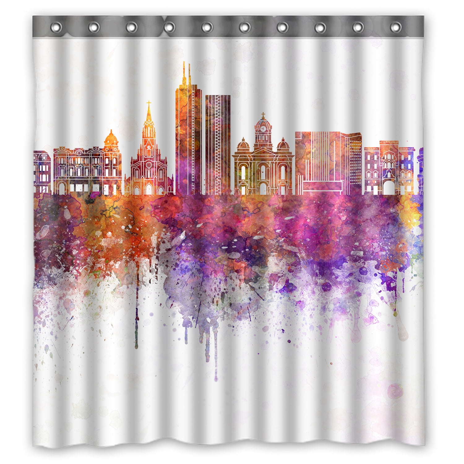 YKCG Watercolor New York City Skyline Cityscape Shower Curtain