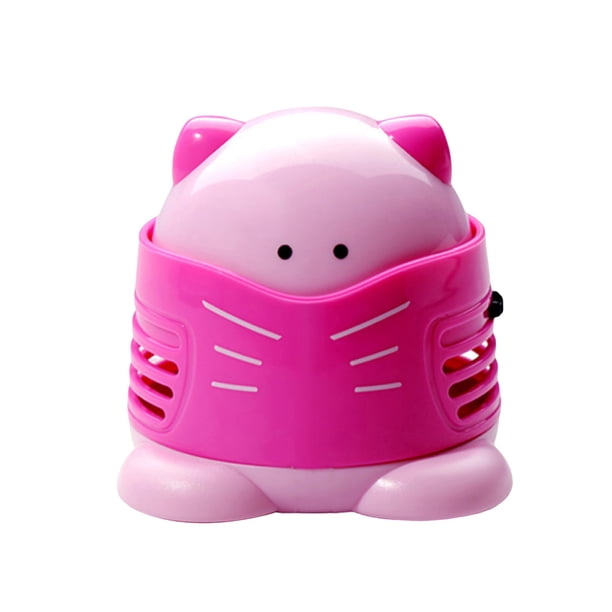 Toystoory Aspiradora de escritorio para gatos, miniteclado eléctrico de estilo bonito, colector de polvo, chatarra de papel, herramienta de Suministros de limpieza para el hogar Rosa