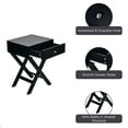 thumbnail image 3 of Gymax Ensemble de 2 Tables de Chevet en Forme de X avec Tiroir Noir, 3 of 5
