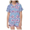 thumbnail image 2 of FhsagQ Pajamas Girls' Easter Print Short Sleeve Shorts Two Piece Pajama Set Girls Easter Pajamas Size 8 Girls St. Patrick's Day Pajamas Size 14-19 Pants Blue 130, 2 of 3