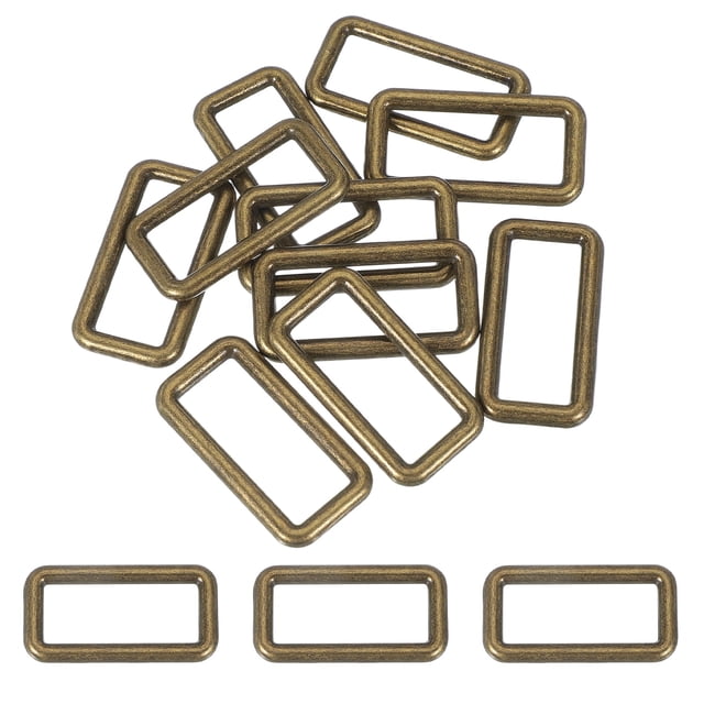 Uxcell Metal Rectangle Rings Buckle, Zinc Alloy Adjuster Sliders Webbing Strap Fasteners Copper 38mm