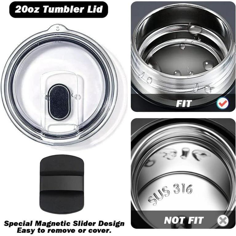 20oz Magnetic Tumbler Lid for YETI Rambler, Ozark Trail, and Old Style  RTIC. Magnetic slider replacement, Magnetic Spill Proof Tumbler Cover