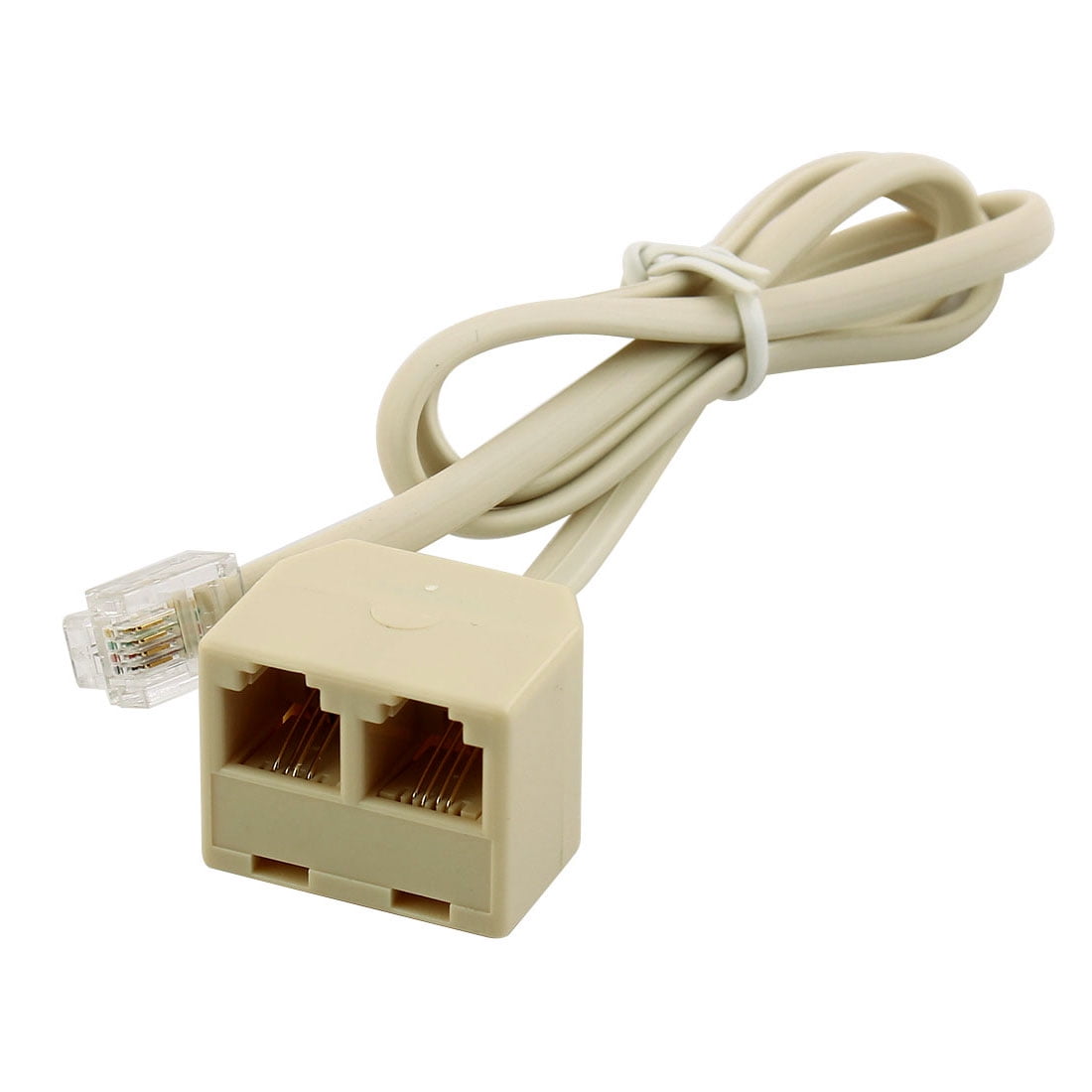 Plastic RJ11 Male to 2 Female 2 Way Telephone Cord Cable Adapter