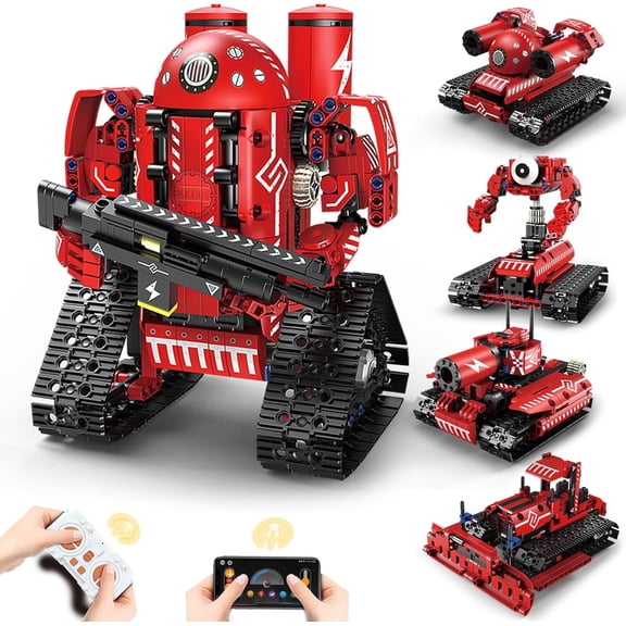 STEM Robot Toys for Kids Ages 14 , 5-in-1 Remote Control and APP Programmable Robot Toys - 495 Pcs DIY Building Science Educational Kit, Building Block Birthday Present for Teen Boys Girls