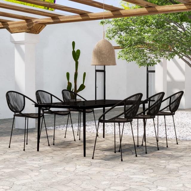 vidaXL 7 Piece Garden Dining Set Black