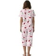 thumbnail image 2 of DISNIMO Cherry Flower Printed Women's Short Sleeve Pajama Sets Soft 2 Piece Lounge Set Breathable Sleepwear for Summer, S, 2 of 7