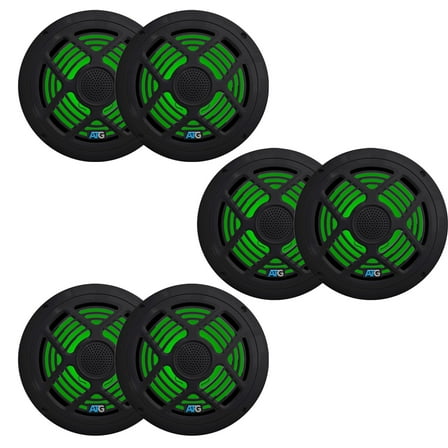 8 Inch Black RGB LED Marine Speakers (3) Pair ATG8MRGB-B