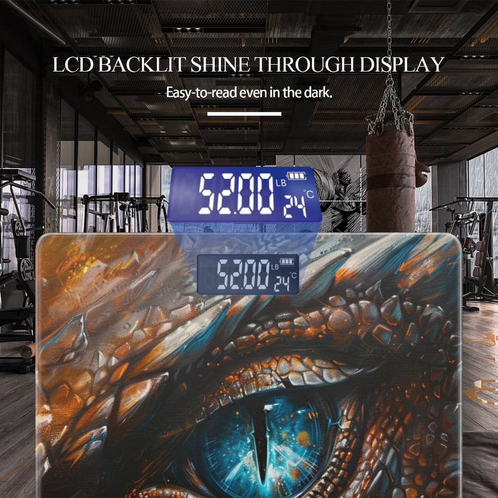 High Precision Body Weight Scale Smart Bathroom Scales with Large LCD Display(400lbs),Decorative for Bedroom-Oil Painting Of The Eye And Scales Of Epic Dragon