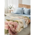 thumbnail image 4 of Farmhouse Pink Floral Full Size Flat Sheet, Wrinkleproof & Fadeproof Cooling Flat Bed Sheet Only, Spring Vintage Botanical Flowers Breathable Soft Bedding Top Sheets 81 x 96 Inches, 4 of 8