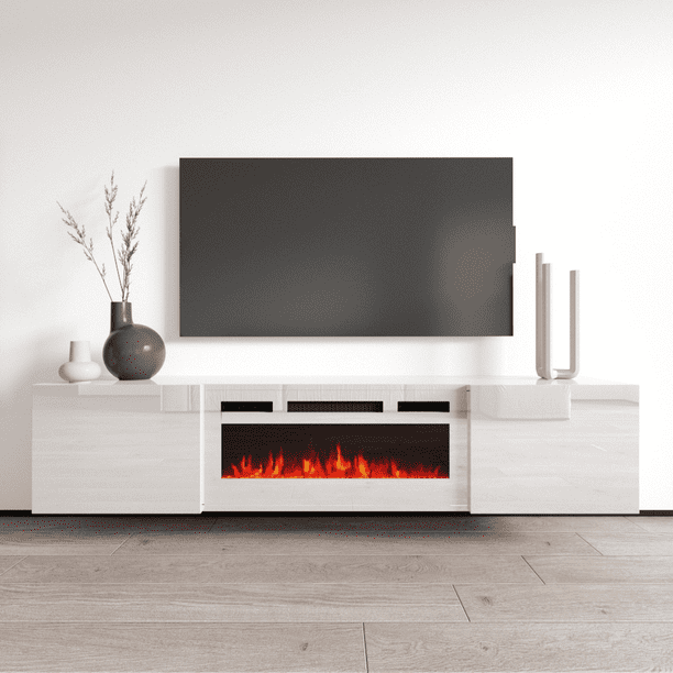 Cali WHEF Floating Fireplace TV Stand for TVs up to 80", Modern High