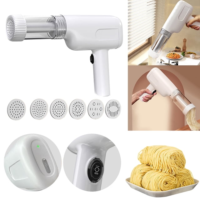 Maquinadora Fideos Maker Pasta Manual Spaghetti Machine Máquina USB Recargable Auténticos Caseros Con 5 Formas