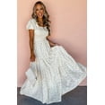 thumbnail image 4 of Women's White Floral Maxi Dress with Shirred Bodice and Tiered Design - [ZhiHiMeRi] | (US 12-14)L, 4 of 8