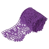 Uxcell 4 Inch Wide 5 Yard Lace Ribbon Floral Pattern Deep Purple Milk Silk Lace Trim for Sewing Making, DIY Crafts