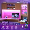 thumbnail image 6 of 67" x 65" L Shaped Computer Desk with 3 Drawers and Storage Cabinet, Fluted Corner Office Desk with Hutch and RGB LED Lights, 6 of 7