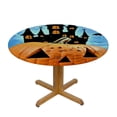 thumbnail image 3 of BANET Fitted Round Tablecloth Grunge Halloween,Pumpkins House Bats Night Cover,Elastic Edged Table Cloth Fits Round Tables 42"-46, 3 of 8