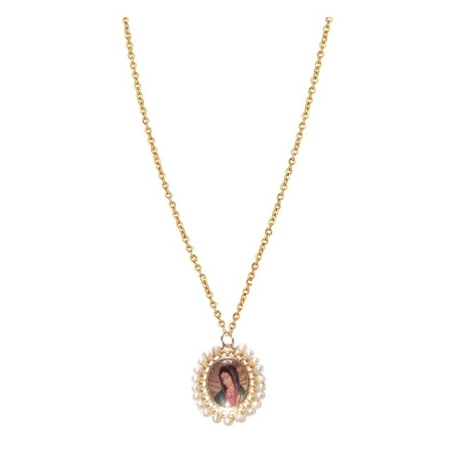 Collar y Aretes de Chapa de Oro Perlas Cultivadas Con Dije