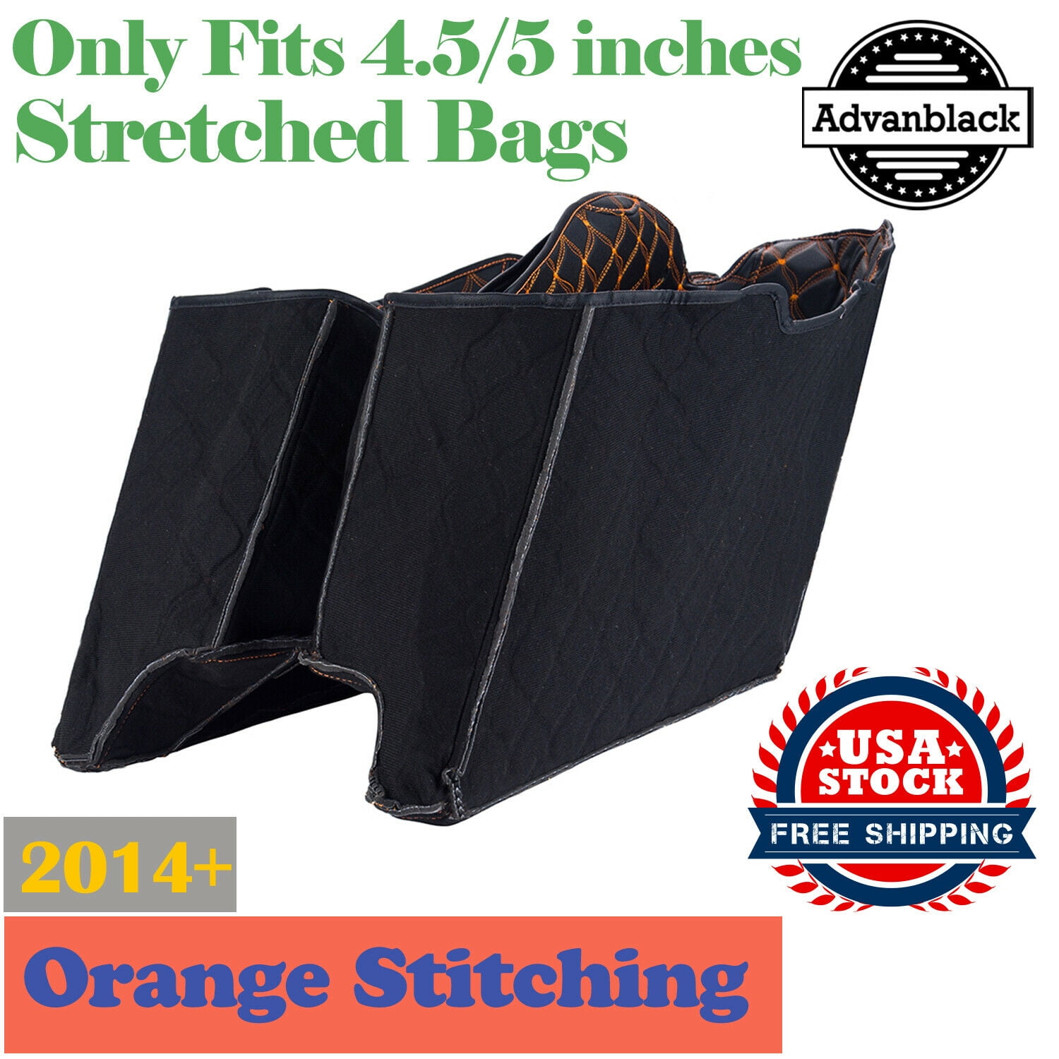 Advanblack Bag Liners Orange Thread Stitching Stretched Saddlebags
