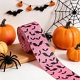 thumbnail image 4 of syligr Halloween Pink Ribbon for Wreath Decor and Gift Wrapping, 15 FT, Spooky Faux Linen with Ghost/Bat Partten, DIY Craft Decoration, Fall Party Supply, 5 Yards, 4 of 6