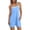 Blue #002, variant on Summer Rompers for Women Spaghetti Strap Shorts Casual Sleeveless Vacation Shorts Rompers with Pockets, S
