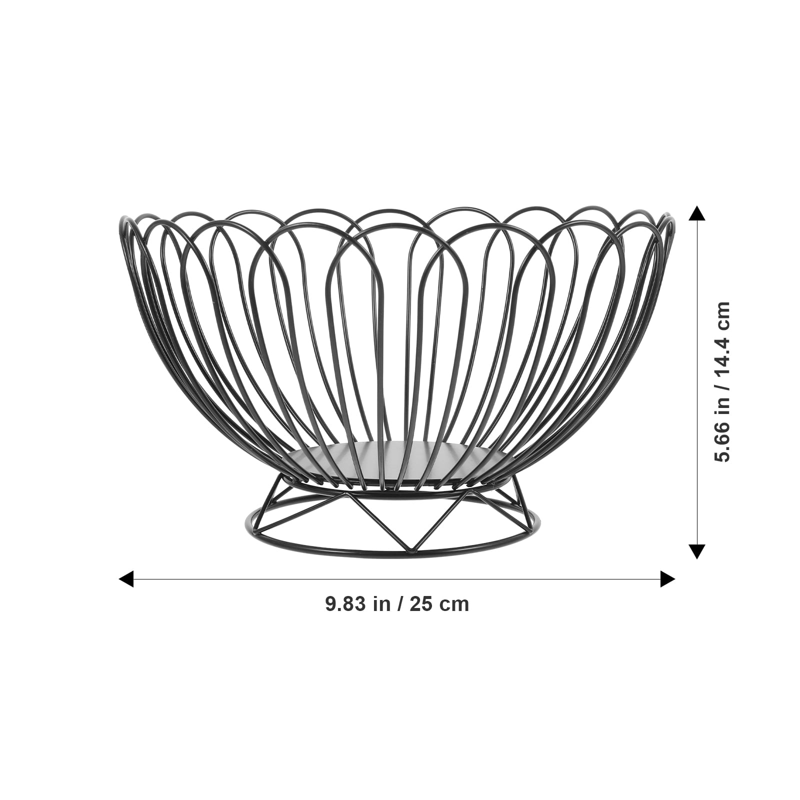 ELAYARD Black Metal Wire Fruit Basket, High Footed, Ideal for Home Use,