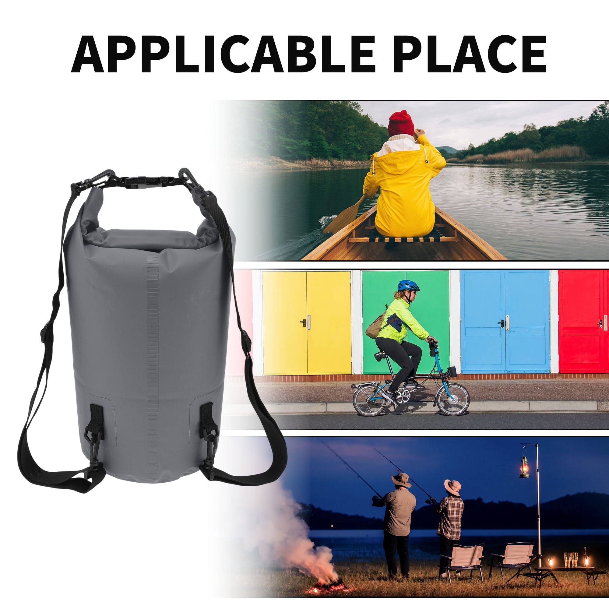 Unique Bargains Durable Waterproof Dry Bag Grey Pattern 3
