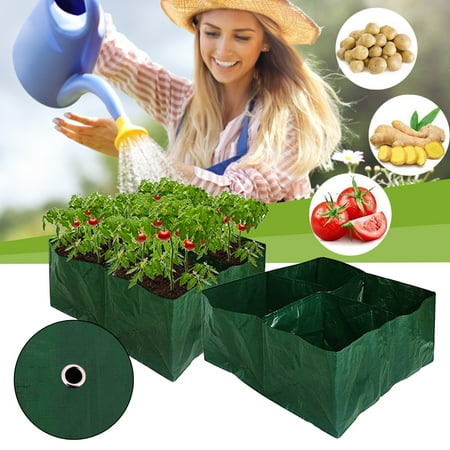 PhoneSoap 4 Gardening Bag Bag Home Grids Storage Seedling Vegetable Bag Garden Bucket Divided Patio & Garden green