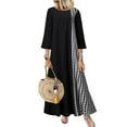 thumbnail image 1 of Uhndy Summer Casual Maxi Dress For Women Plaid Printed Loose Short Sleeve T Shirt Dress Holiday Party Beach Lounge Dress, 1 of 4