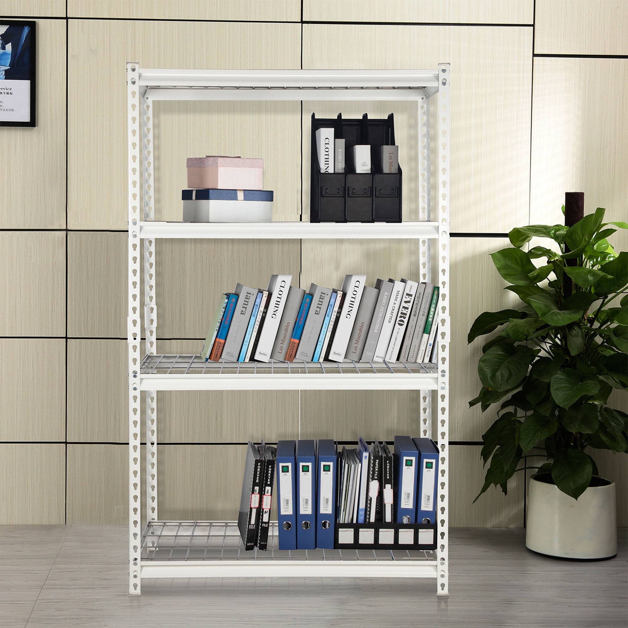 Pachira 36W x 18D x 60H Adjustable Height 4-Shelf Steel Shelving Unit  Utility Organizer Rack for Home, Office, and Warehouse, White