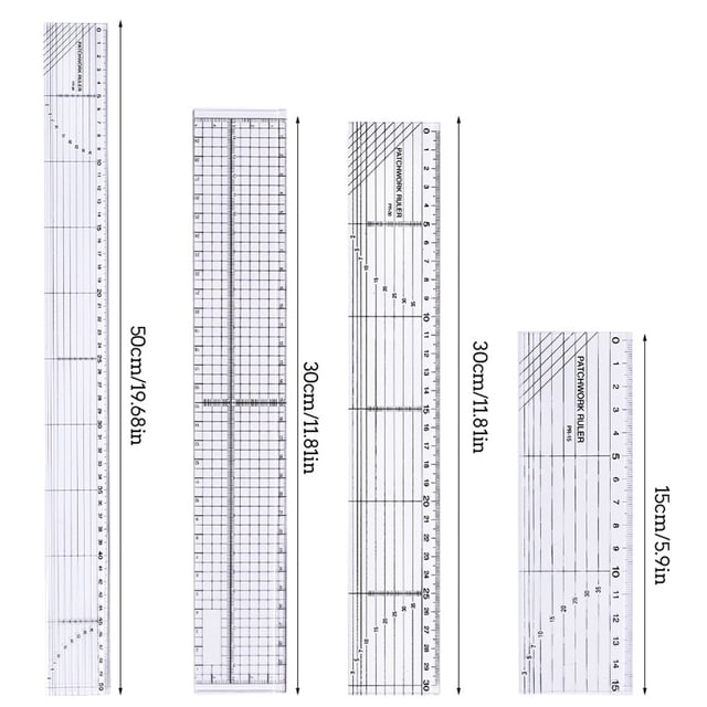 Becaristey Sewing Ruler Stitch Template Painting Clothing Measuring Tool 5x30cm Black B 1Set