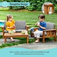 thumbnail image 4 of Martha Stewart Kids Outdoor Couch, Chair & Table Set: Acacia Wood Outdoor Furniture for Kids | Picnic Table, Chair & Sofa for Backyard, Garden, Patio, 4 of 7