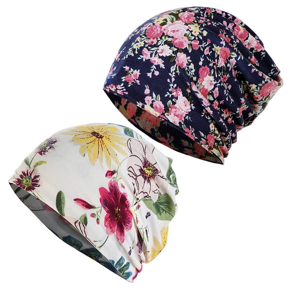 Gorros JarSehera para mujer, algodón, quimio, 2 pares, con estampado floral