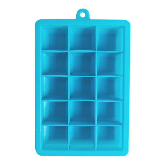15-Cavity Silicone Ice Cube Tray with Leakproof Lid – BPA-Free Food Grade, Stackable Freezer Storage for Home/Parties, Dishwasher Safe & Multi-Use (Ice, Pudding, Chocolate) Light blue