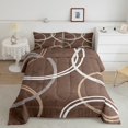 thumbnail image 1 of Erosebridal Geometric Circle Line Comforter Sets Twin Size, Brown Abstract Aesthetic Comforters & Duvets Ultra Soft 2pcs, 1 of 8