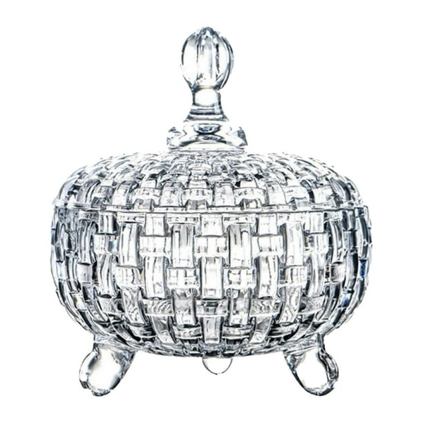 Tarro de caramelos con tapa, recipiente para guardar joyas, cuenco para servir aperitivos, 685 ml, elegante Claro