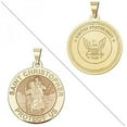 thumbnail image 2 of Saint Christopher Doubledside NAVY Religious Medal - 3/4 Inch Size of a Nickel - Solid 14K White Gold, 2 of 3