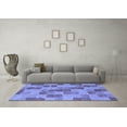 thumbnail image 3 of Ahgly Company Machine Washable Indoor Round Checkered Blue Modern Area Rugs, 8' Round, 3 of 4