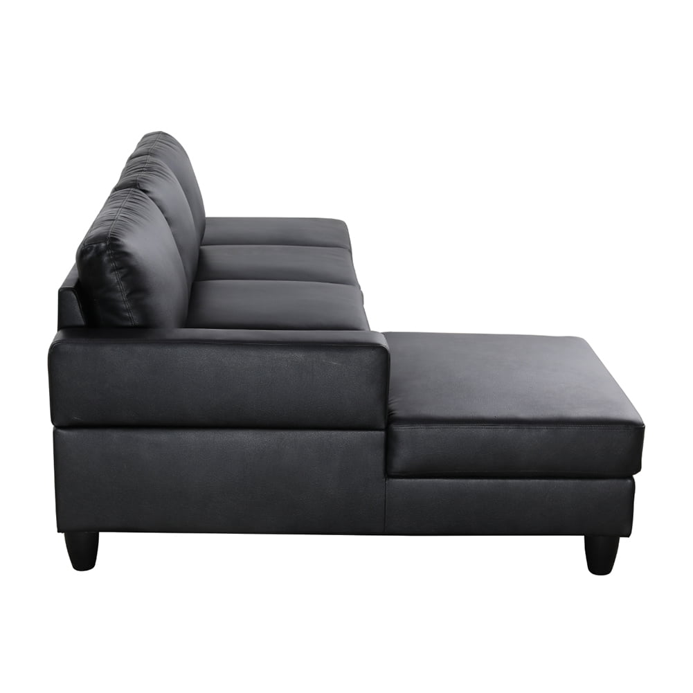 Kadyn L Shaped Sofa Couch Set for Living Room, Black Faux Leather Sectional Sofa-Right Kadyn L Shaped Sofa Couch Set for Living Room, Black Faux Leather Sectional Sofa-Right