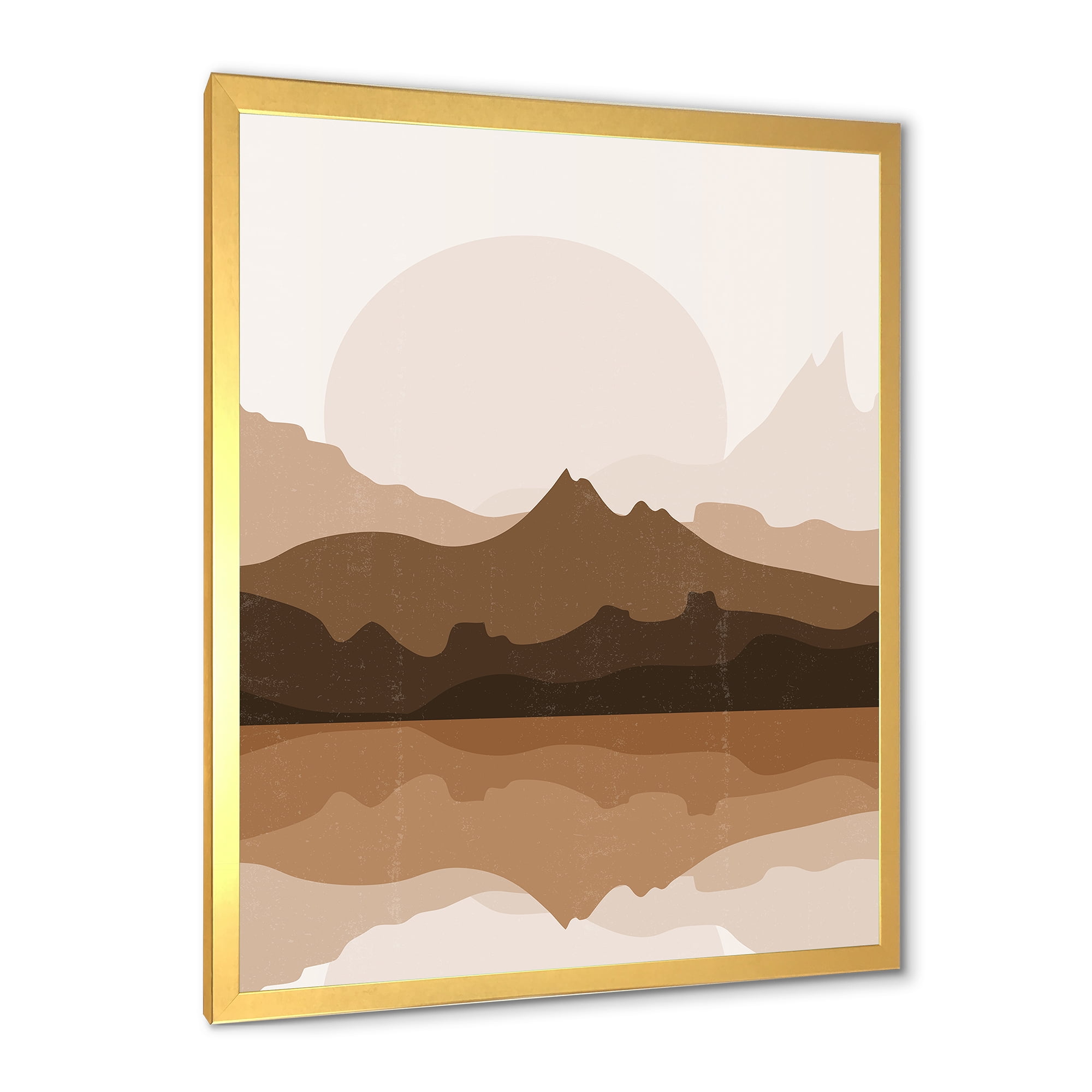 Designart 'Minimalist Brown Terracotta Landscape' Modern Framed Art Print