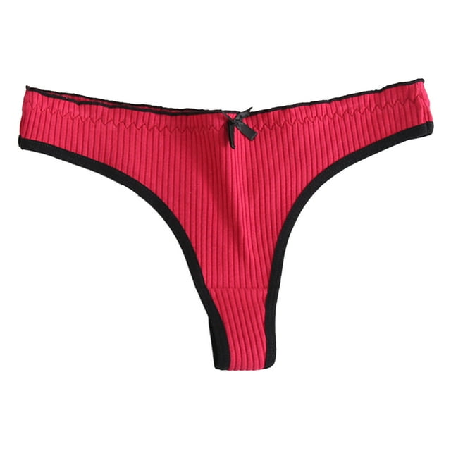 Gibobby Calzoncillos de encaje para mujer sexys Tanga de algodón a rayas de cintura personalizados, Bikini , tangas personalizadas, ropa interior de mujer(Rojo,CH)