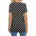 thumbnail image 5 of Shirts for Women Plus Size Short Sleeved V-neck Button Up Polka Top Black L, 5 of 6