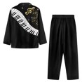 thumbnail image 4 of Renewold Comfort Piano Notes Pajama Pants Set of 2 Casual Button Down Pjs Sleepwear for Women Durable Winter Scoop Neck Outfits Leisure Loungewear Thermal Nightgown Size M, 4 of 6